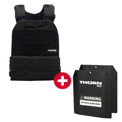 Tactical Vest Set Thorn Fit BLACK + Set of Thorn Fit Plates [Murph Man 20lbs / 9 kg]