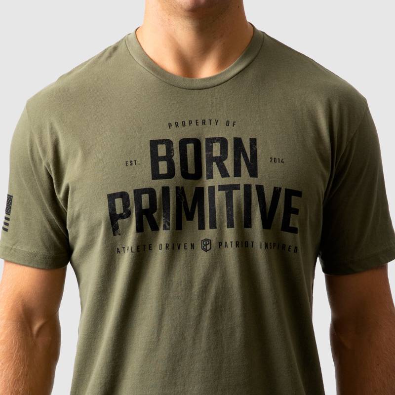 Born Primitive Property Of Born Primitive Men's Green T-Shirt