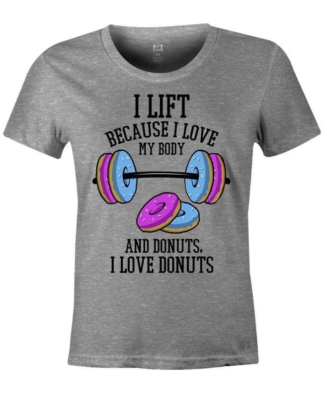 Women's Fit Addicts T-Shirt Donuts Gray Melange