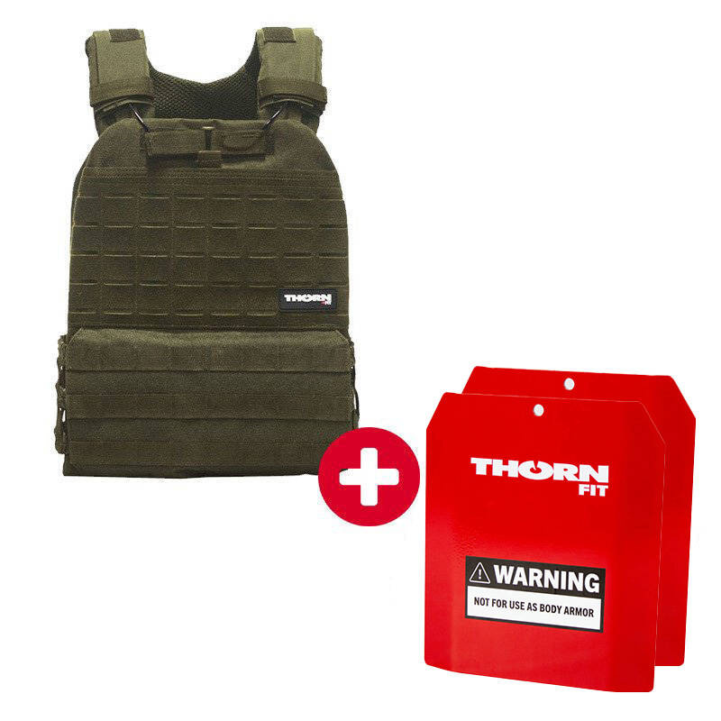 Tactical Vest Set Thorn Fit GREEN + Set of Thorn Fit Plates [Murph Woman 14 lbs / 6.5 kg]