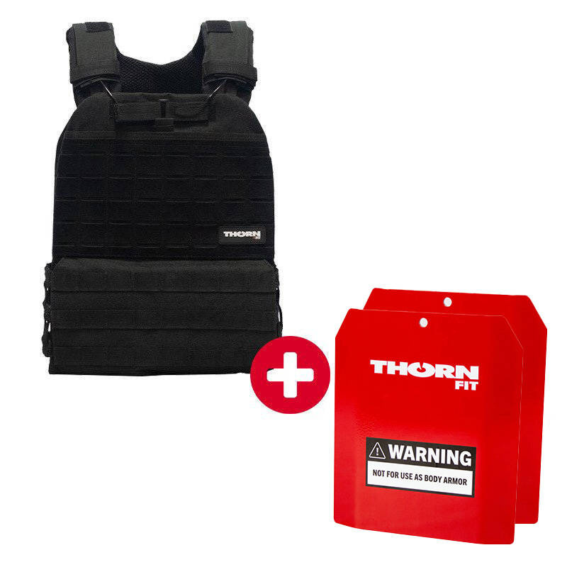 Tactical Vest Set Thorn Fit BLACK + Set of Thorn Fit Plates [Murph Woman 14 lbs / 6.5 kg]