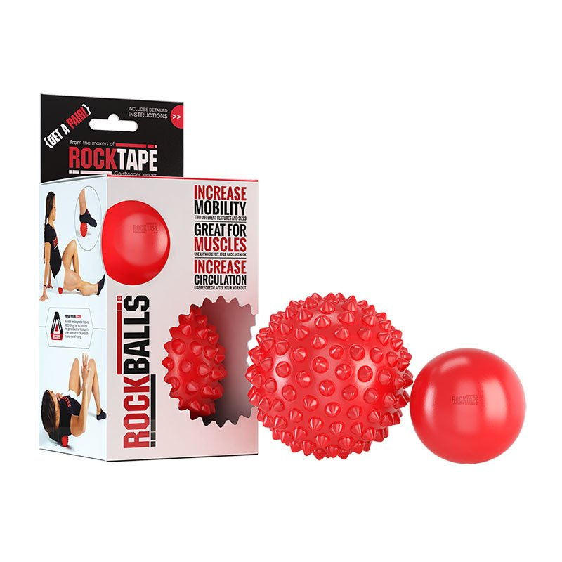 Zestaw piłek lacrosse Rocktape RockBalls 90 mm i 65 mm czerwony