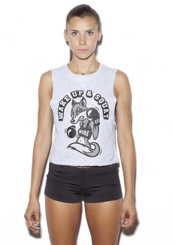 Sleeveless Tank Top Wake Up  amp  Squat Lady Fox Grey