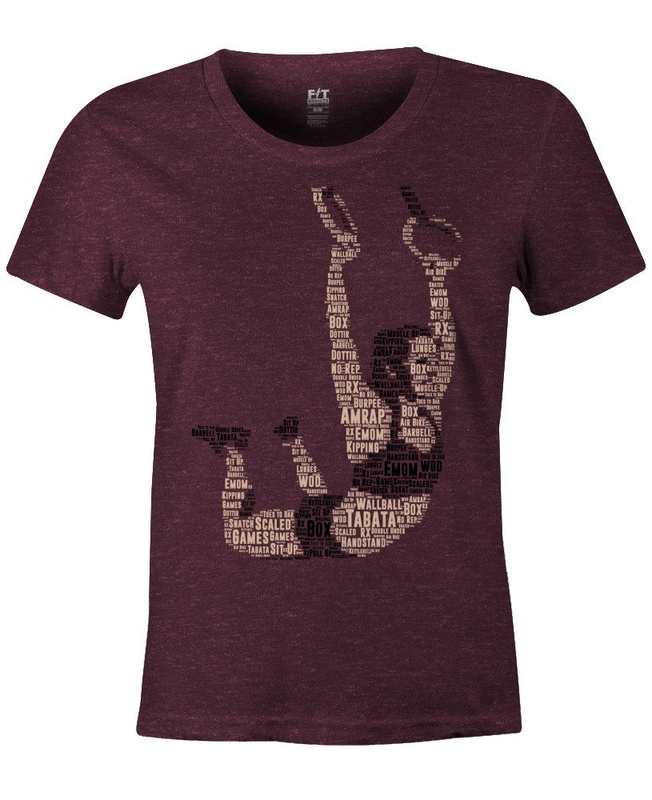 Women's Fit Addicts T-Shirt Rings Letters Burgundy Melange