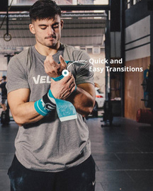 Skórki gimnastyczne Velites Quad Pro + Wrist Wraps - niebieskie