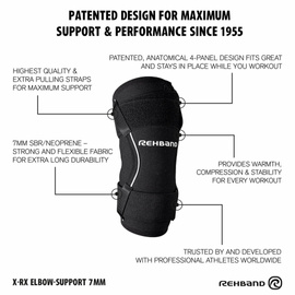 Stabilizator na łokieć z paskami Rehband 7mm Prawy