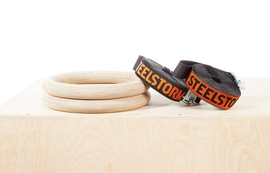 Kółka Gimnastyczne Z Pasami Steelstorm Gym Rings Drewniane