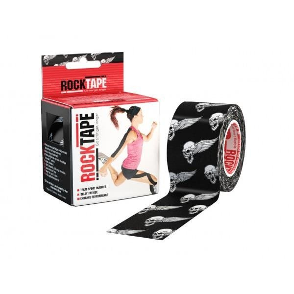 Taśma kinesio Rocktape Skull 5 m czarna