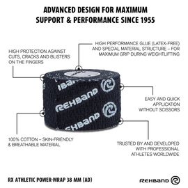 Taśmy treningowe Rehband RX Athletic Power Wrap 38mm x3 - czarny zestaw