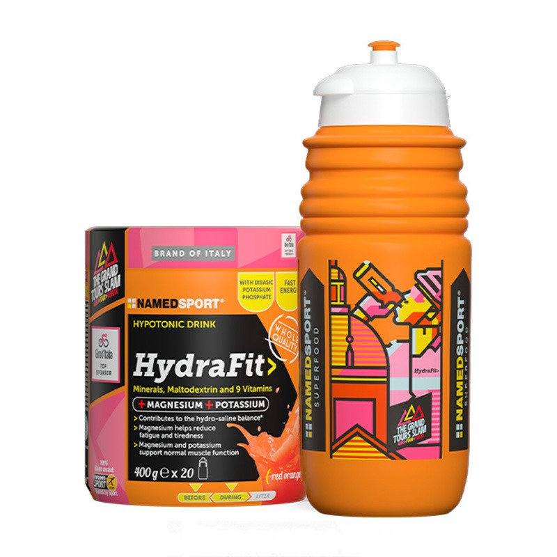 Izotonik Named Sport Hydrafit> 400 g Czerwona Pomarańcza + Bidon 