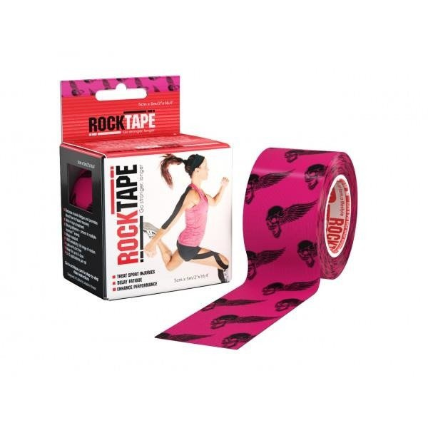 Taśma kinesio Rocktape Skull 5 m różowa