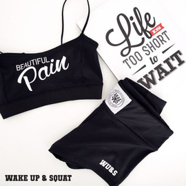 Stanik Wake Up And Squat BRA TOP Pain Black  White