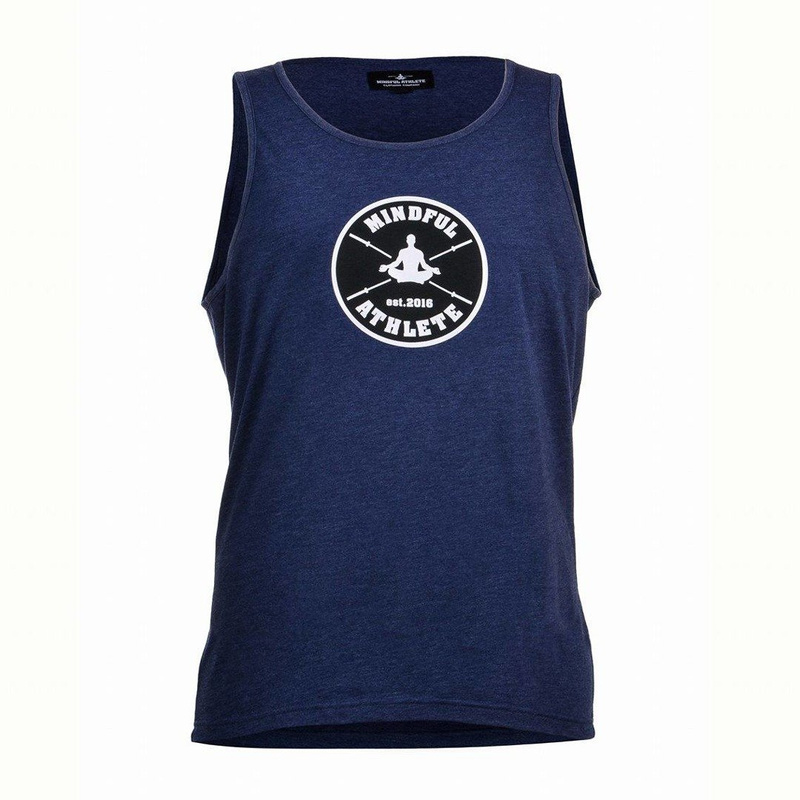 Tank top męski Mindful practice logo niebieska