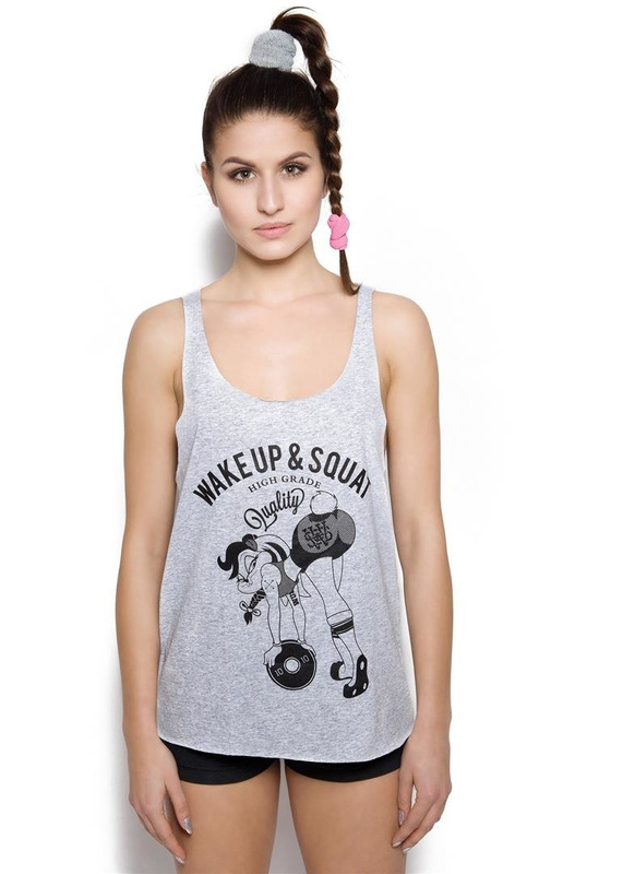 Tank Top Damski Wake Up  amp  Squat Bunny Grey