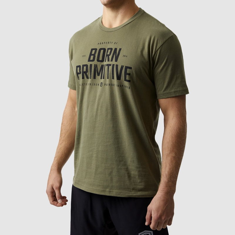 Born Primitive Property Of Born Primitive Men's Green T-Shirt