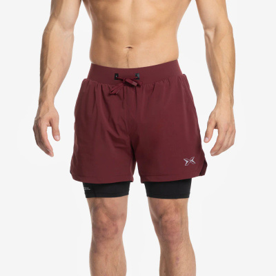 Spodenki męskie Picsil Premium Shorts 2 w 1 Bordowe