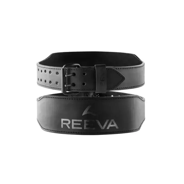 Pas ciężarowy Reeva Black leather fitness belt