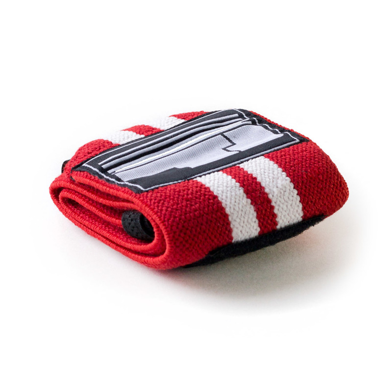 Usztywniacze nadgarstków TJ Accessories Wrist Wraps Stripes Czerwono Białe 30 Cm (Para)