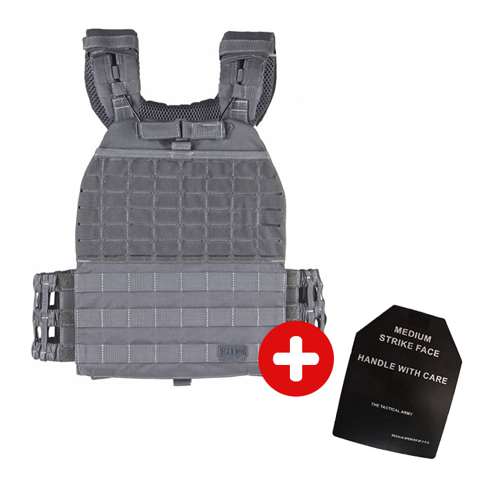 Zestaw - Kamizelka Taktyczna 5.11 TacTec™ Plate Carrier Szara (Storm) + Komplet Wkładów RxVest RX Athletic Gear 9 kg
