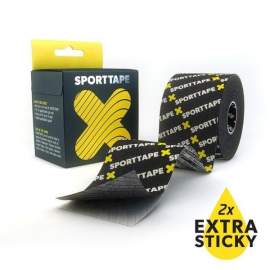 Taśma kinesio Sporttape Flex Extra Sticky Logo 5 m czarna